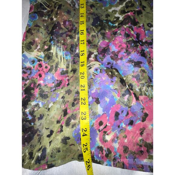 J. Jill Floral Semi-Sheer Blouse - Size M -‎ Vibrant! - Picture 6 of 9